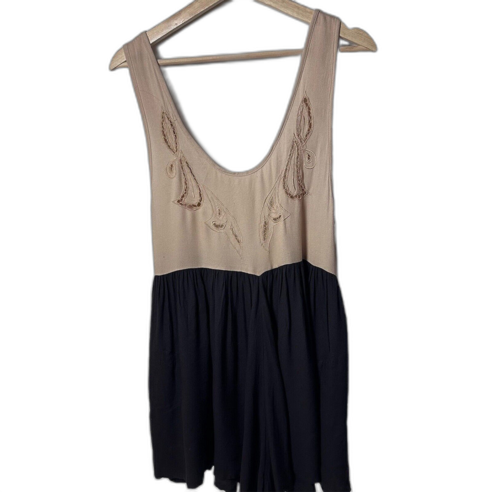One Teaspoon Romper Cali Scoop Open Back Lace Boho Casual Artsy Feminine M